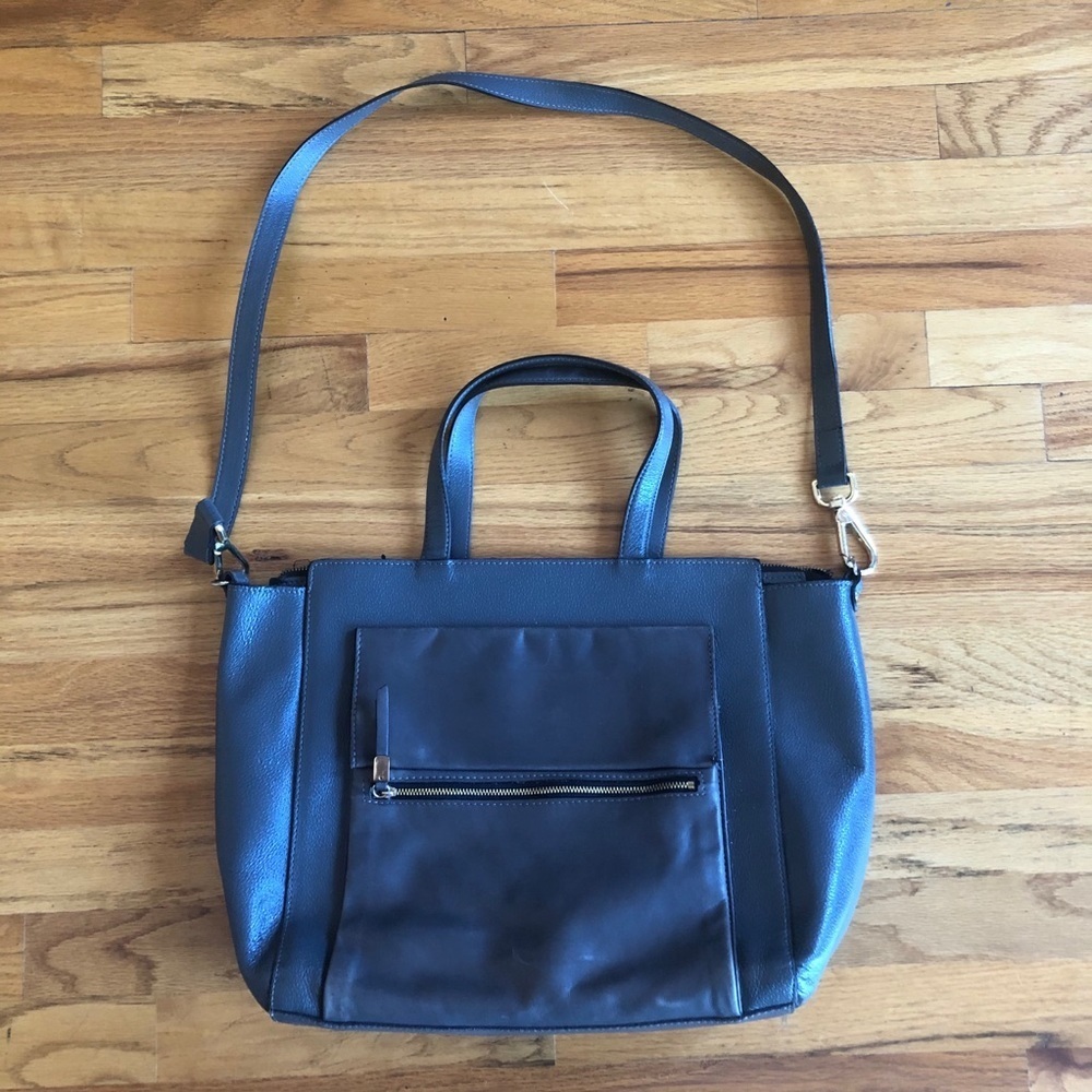 INNUE Gray Italian Leather Handbag Large